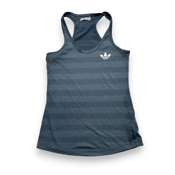Adidas Dark Gray Striped Racerback Tank Top Size Small - Picture 1 of 7